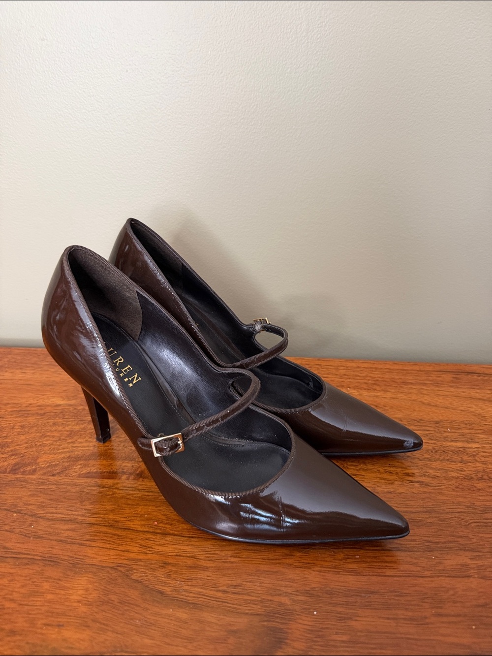 Lauren Ralph Lauren Dark Brown Patent Mary Jane Pumps